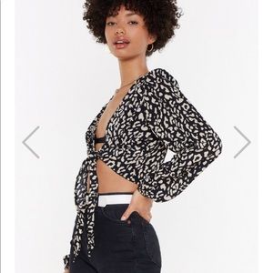 Leopard Print Deep-V Crop